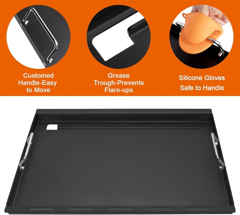 DELSbbq Full Size Griddle Insert for Weber Genesis 300 Series E-310 S-310 E-320 S-320 E-330 S-330 EP-310 EP-320 EP-330 CEP-310 Gas Grills, Flat Top Griddle Replacement for Weber 7524 7528 - Image 4